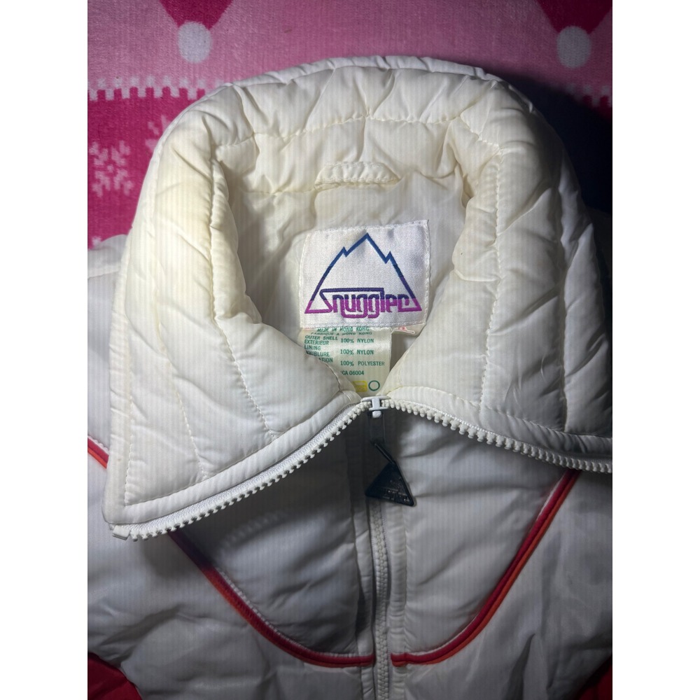 Vintage Snuggler Kids Puffer Ski Jacket Colorblock White Red Orange Black Large - Picture 4 of 9